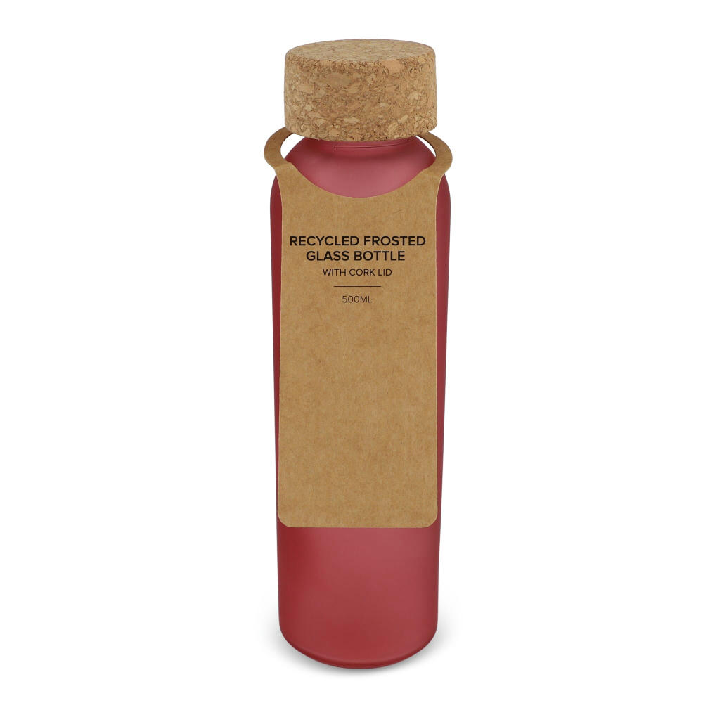Gefrostete flasche aus recyceltem Glas mit Korkdeckel 500ml