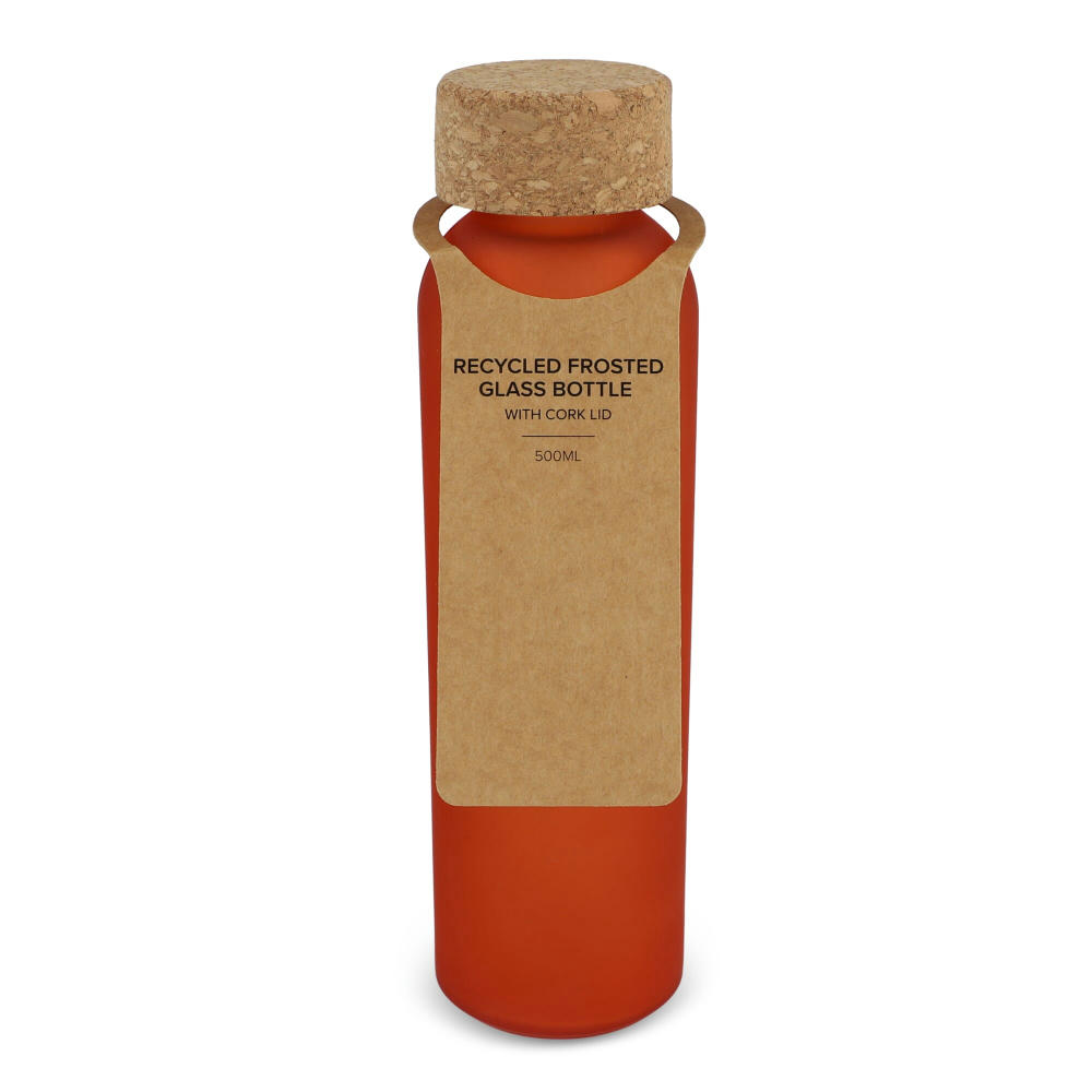 Gefrostete flasche aus recyceltem Glas mit Korkdeckel 500ml
