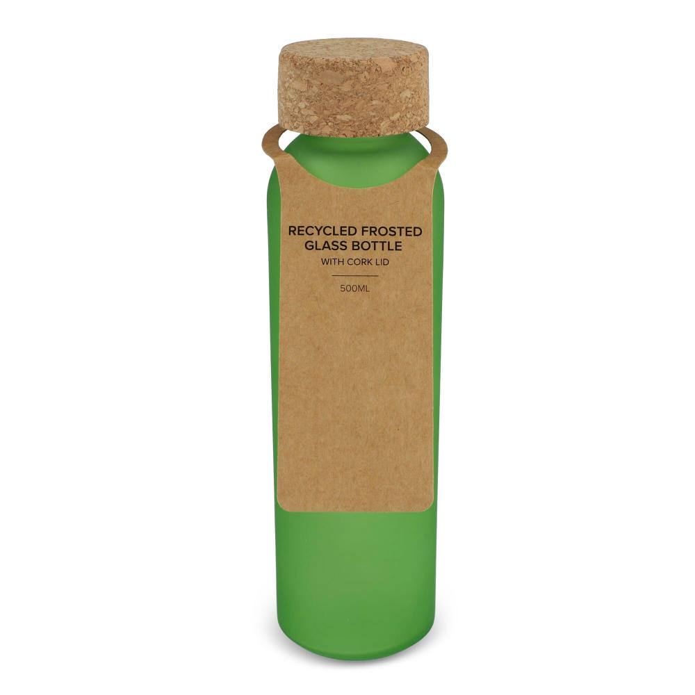 Gefrostete flasche aus recyceltem Glas mit Korkdeckel 500ml