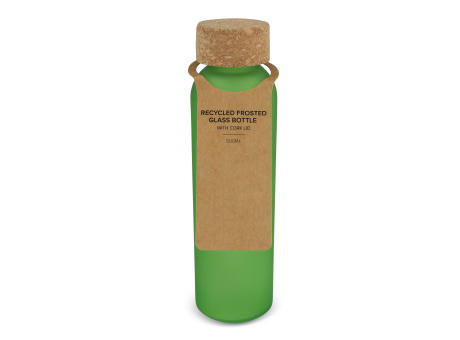 Gefrostete flasche aus recyceltem Glas mit Korkdeckel 500ml