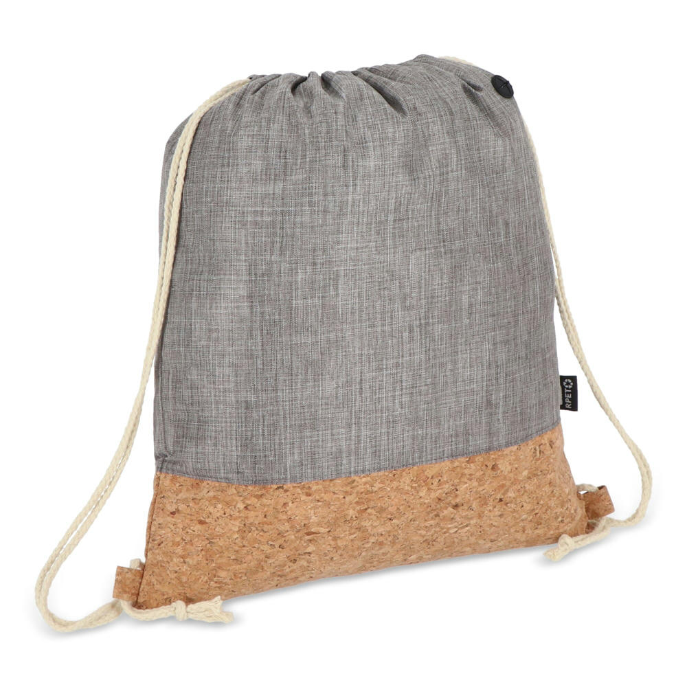 Kordelzugbeutel R-PET &amp; Kork 35 x 40cm