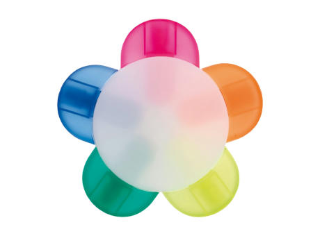 Textmarker Blume mit 5 Farben
