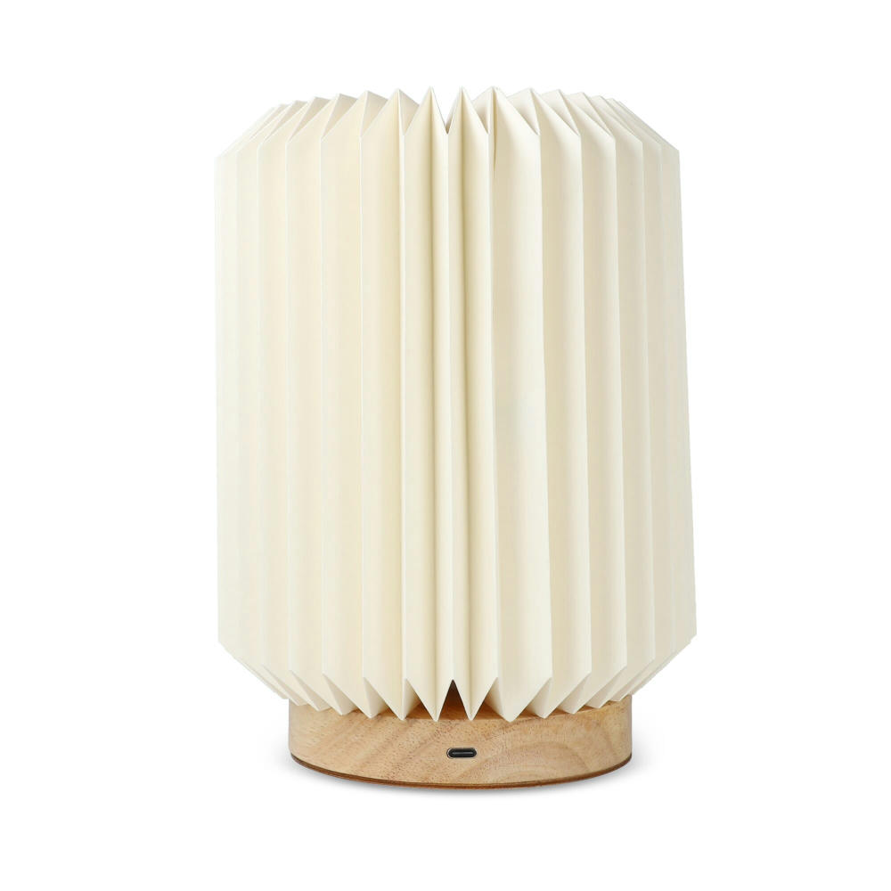 Coollux faltbare Papier LED-Lampe Aurora auf Holzsockel, 22cm