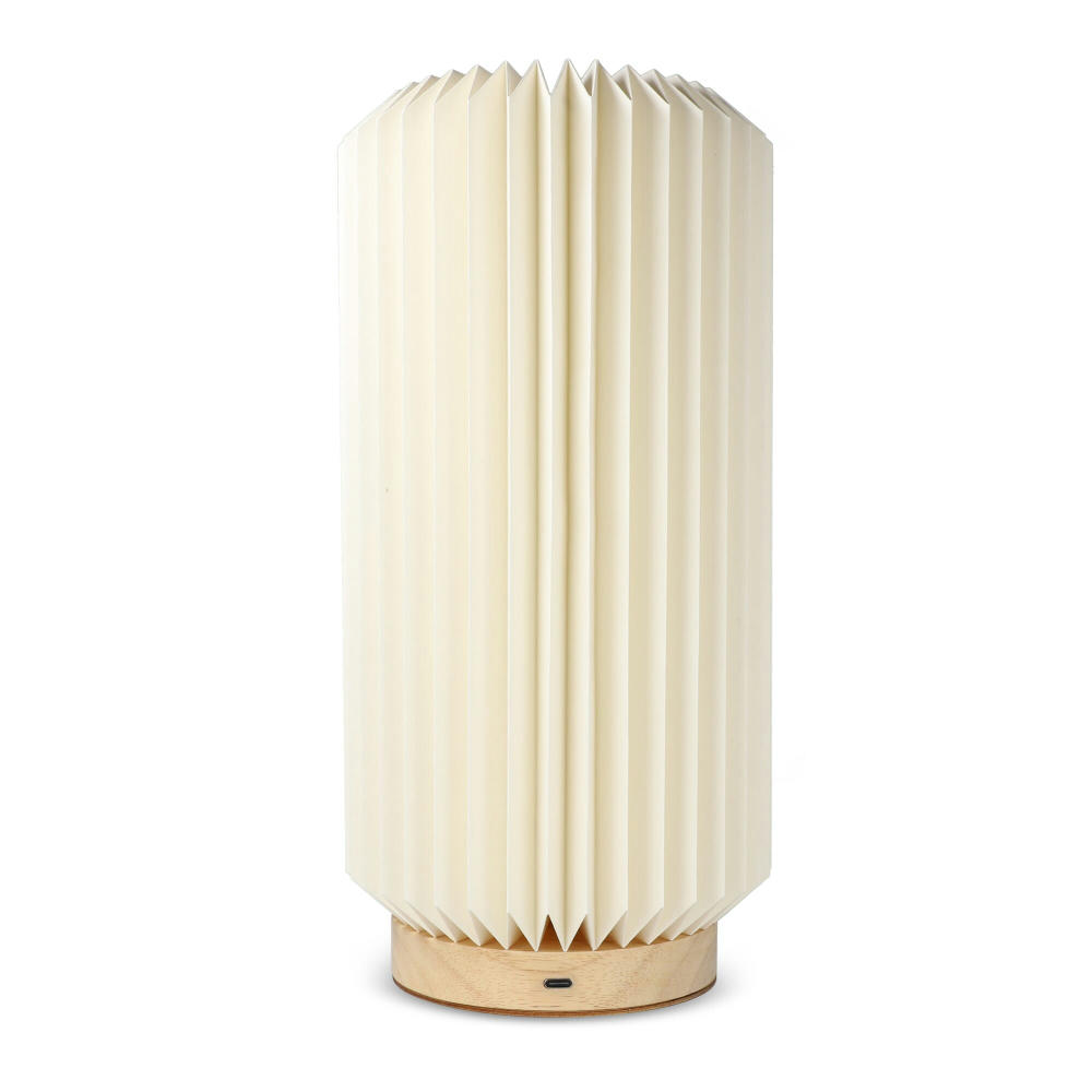 Coollux faltbare Papier-LED-Lampe Aurora Tall auf Holzsockel, 32cm