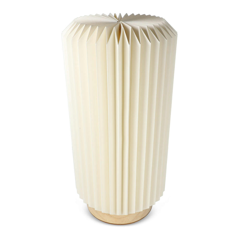 Coollux faltbare Papier-LED-Lampe Aurora Tall auf Holzsockel, 32cm