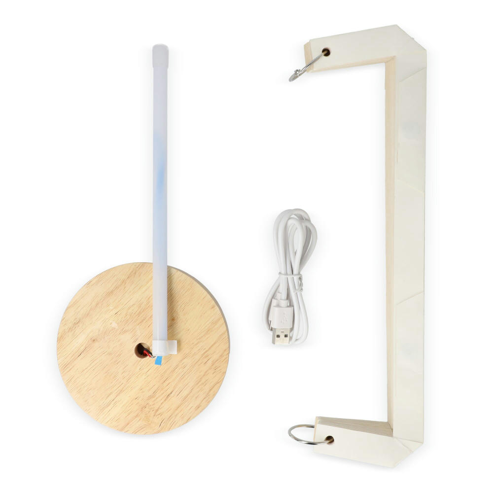 Coollux faltbare Papier-LED-Lampe Aurora Tall auf Holzsockel, 32cm