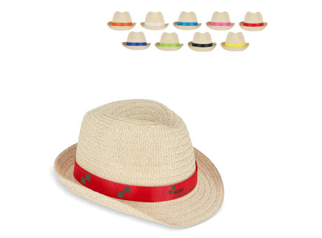 Pflanzlicher Strohhut mit farbigem Band
