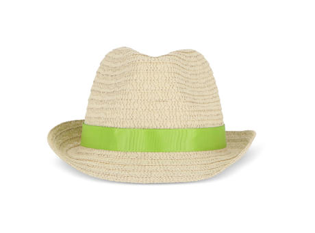 Pflanzlicher Strohhut mit farbigem Band