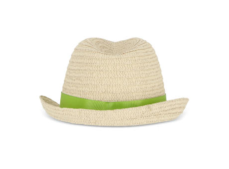 Pflanzlicher Strohhut mit farbigem Band