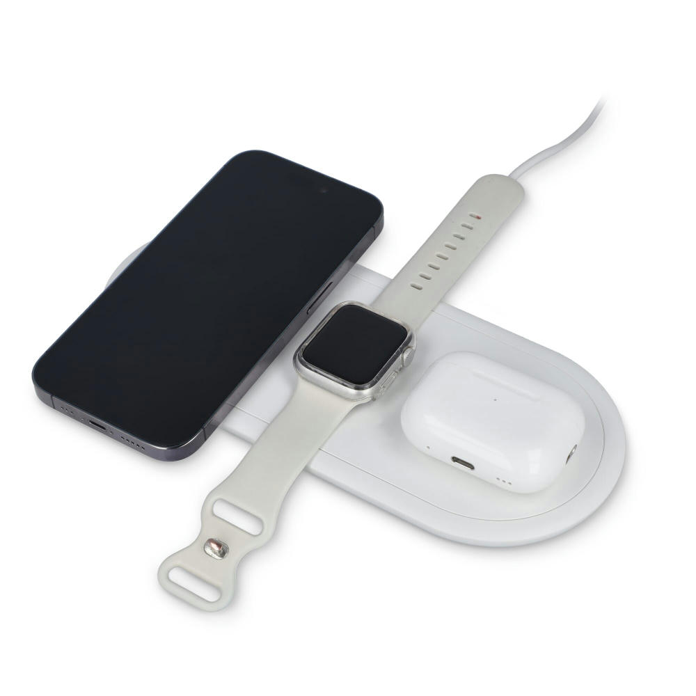 3-in-1 15W Drahtloses Ladegerät für Handys, Apple Watch und AirPods.