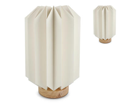 Coollux faltbare Papier-LED-Lampe Eos auf Holzsockel, 25 cm (Briefkastengröße)