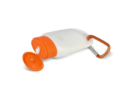 Sonnenschutzlotion mit Karabiner SPF30 aus recyceltem Material