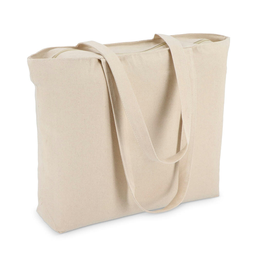 Baumwoll-Tragetasche mit Reißverschluss OEKO-TEX® 47 x 11 x 35cm 320g/m²