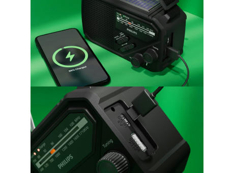 Philips TAR1609 Notfallradio mit analogem FM/AM-Tuner und Taschenlampe