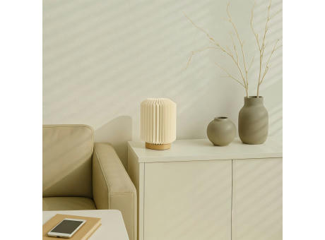 Coollux faltbare Papier LED-Lampe Aurora auf Holzsockel, 22cm