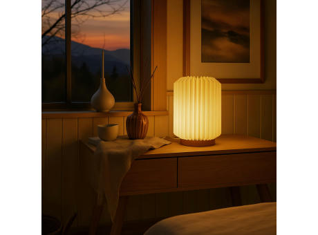 Coollux faltbare Papier LED-Lampe Aurora auf Holzsockel, 22cm