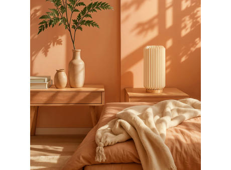 Coollux faltbare Papier-LED-Lampe Aurora Tall auf Holzsockel, 32cm