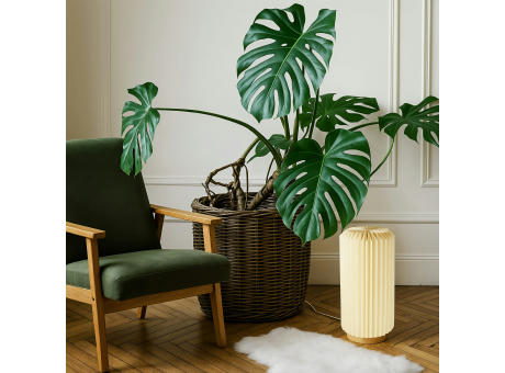 Coollux faltbare Papier-LED-Lampe Aurora Tall auf Holzsockel, 32cm