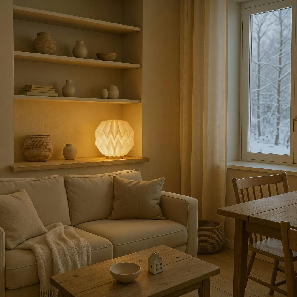 Coollux faltbare, von Origami inspirierte Papier-LED-Lampe Luna 25cm