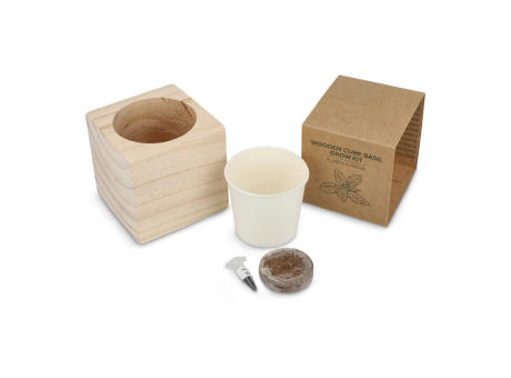 FSC-Holzpflanzgefäß-Set – Basilikum