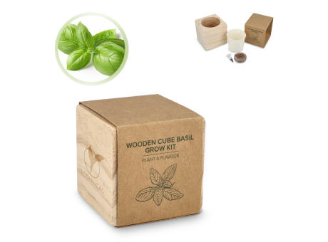 FSC-Holzpflanzgefäß-Set – Basilikum