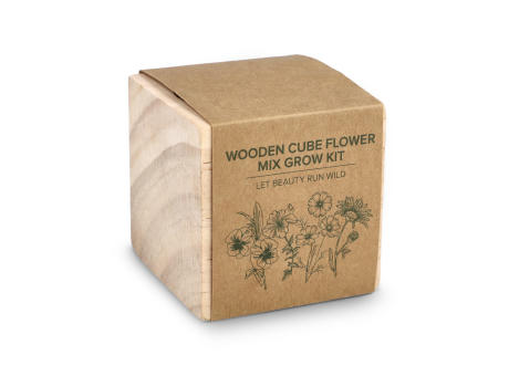 FSC-Holzpflanzgefäß-Set – Blumenmischung