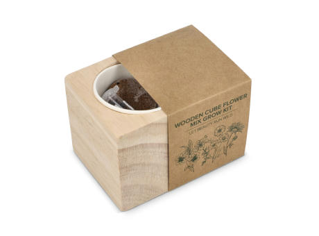 FSC-Holzpflanzgefäß-Set – Blumenmischung