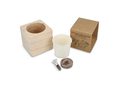 FSC-Holzpflanzgefäß-Set – Blumenmischung