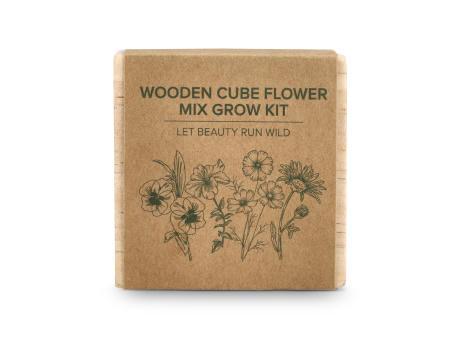 FSC-Holzpflanzgefäß-Set – Blumenmischung