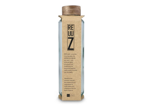 InSideOut Recycelte Glaswasserflasche ReuuZ mit Holzverschluss 650 ml