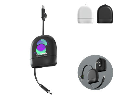 Xoopar ICE-R Einziehbares USB-C- und Lightning-Kabel 60 W 1 Meter