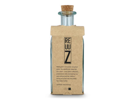 InSideOut Square Recycelte Glaswasserflasche ReuuZ mit Korkverschluss 1 l