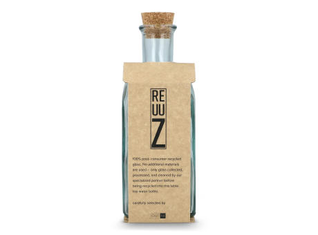 InSideOut Square Recycelte Glaswasserflasche ReuuZ mit Korkverschluss 500ml