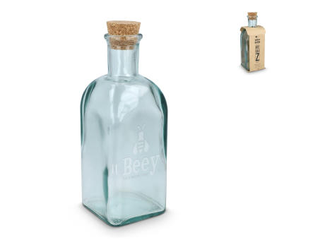 InSideOut Square Recycelte Glaswasserflasche ReuuZ mit Korkverschluss 500ml