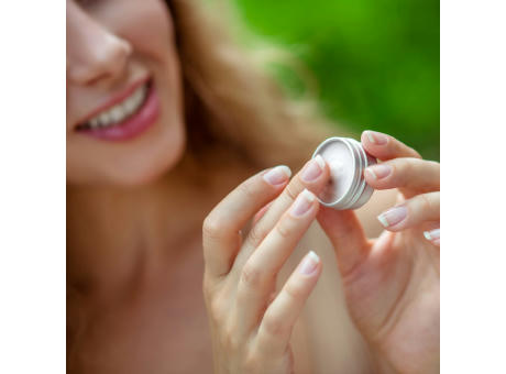 Runde Lippenbalsam-Dose aus recyceltem Aluminium