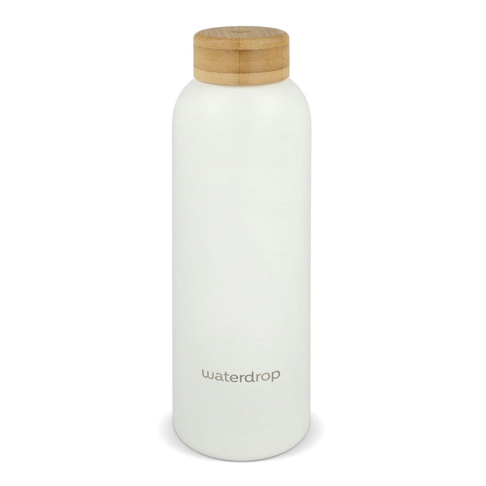 Waterdrop Edelstahlflasche mit Bambusdeckel 600 ml