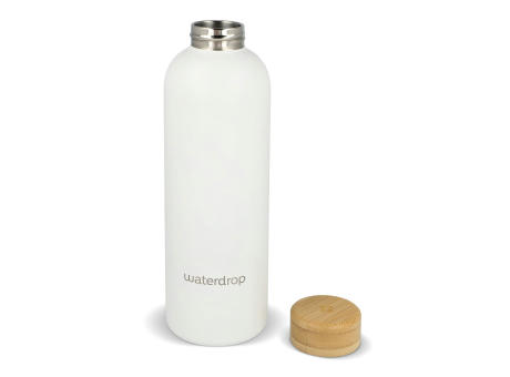 Waterdrop Edelstahlflasche mit Bambusdeckel 600 ml
