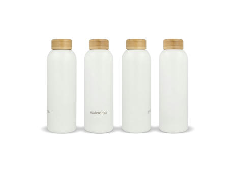 Waterdrop Edelstahlflasche mit Bambusdeckel 600 ml