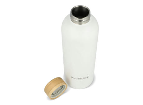 Waterdrop Edelstahlflasche mit Bambusdeckel 600 ml