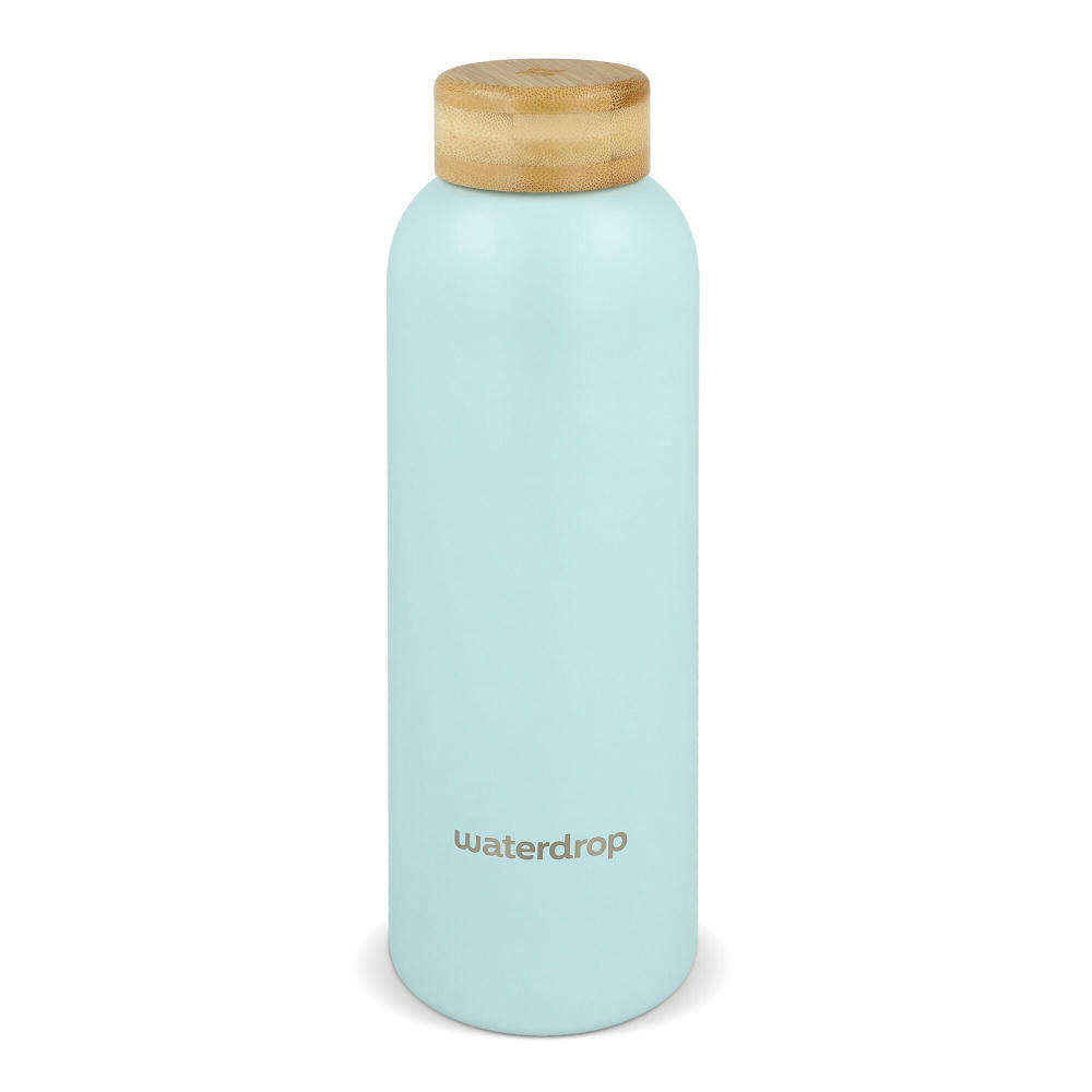 Waterdrop Edelstahlflasche mit Bambusdeckel 600 ml
