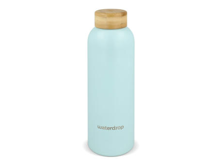 Waterdrop Edelstahlflasche mit Bambusdeckel 600 ml