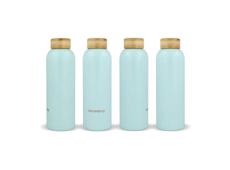 Waterdrop Edelstahlflasche mit Bambusdeckel 600 ml