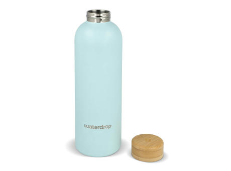 Waterdrop Edelstahlflasche mit Bambusdeckel 600 ml