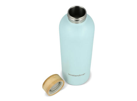 Waterdrop Edelstahlflasche mit Bambusdeckel 600 ml