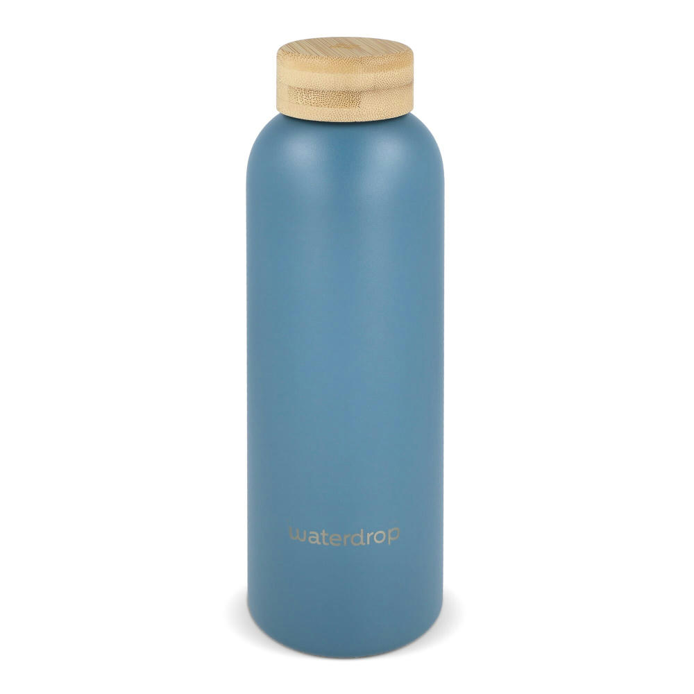 Waterdrop Edelstahlflasche mit Bambusdeckel 600 ml