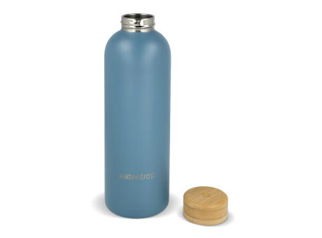 Waterdrop Edelstahlflasche mit Bambusdeckel 600 ml