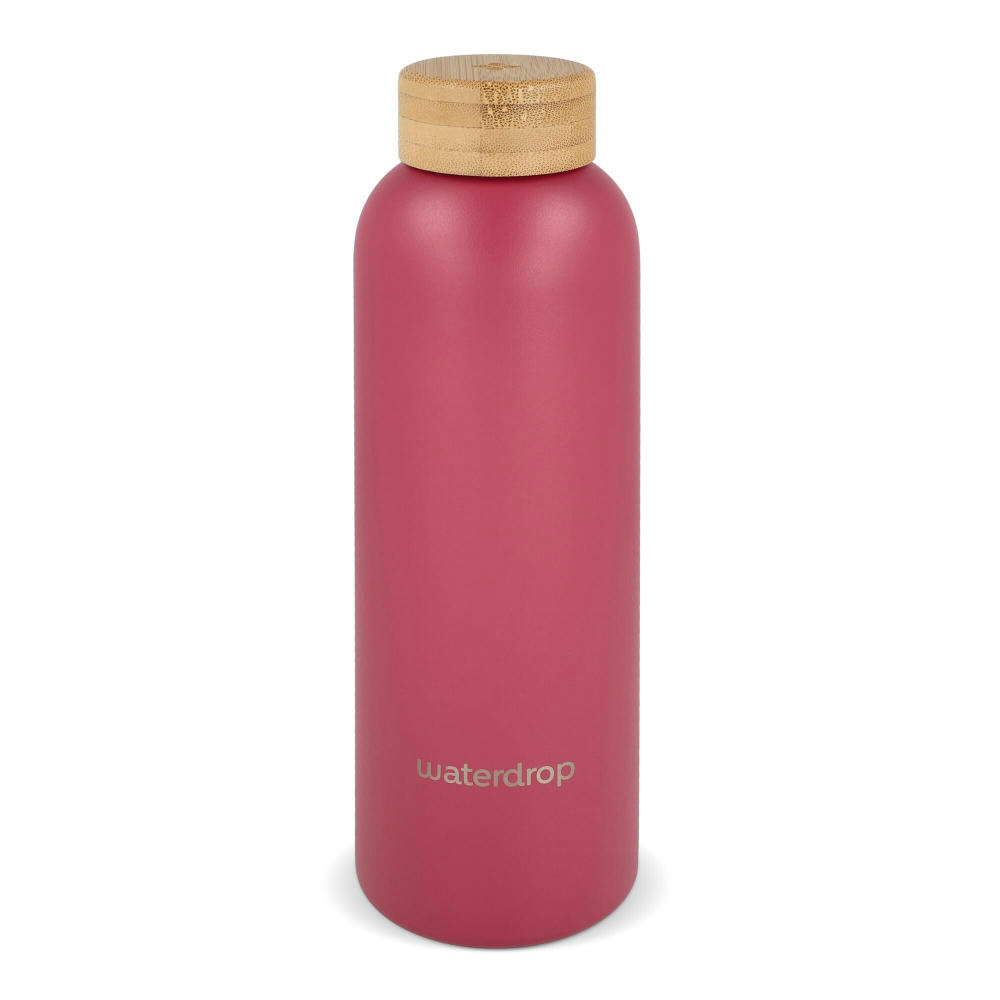 Waterdrop Edelstahlflasche mit Bambusdeckel 600 ml