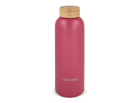Waterdrop Edelstahlflasche mit Bambusdeckel 600 ml