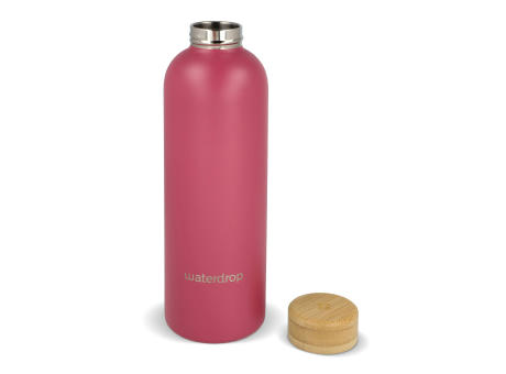 Waterdrop Edelstahlflasche mit Bambusdeckel 600 ml