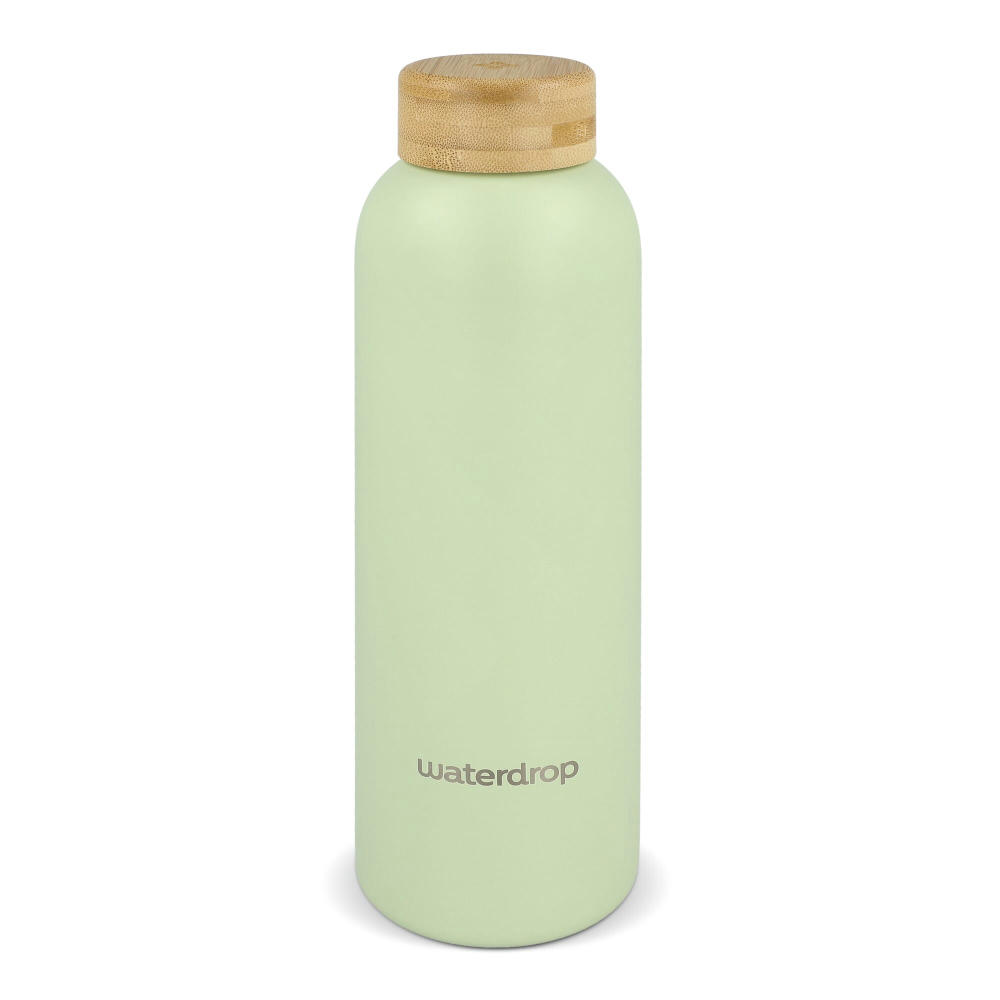 Waterdrop Edelstahlflasche mit Bambusdeckel 600 ml